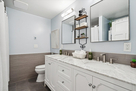 Guest bath with full tub/shower, heated floor