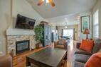 Living room with vaulted ceilings