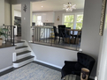 Split level seating aera overlooking dining r