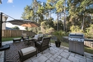 Outdoor seating area with large umbrella for 