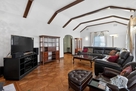 Living room with exposed beams