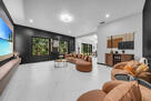 Picture windows in family room