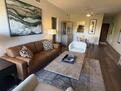 Leather sofa, beautiful artwork