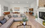 Great room with vaulted ceiling