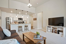 Airy main living area with vaulted ceilings