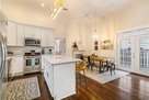 Open kitchen and dining table for large group