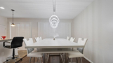 Ample seating for six to eight at the table.