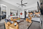 Family room nestled between dining and kitche
