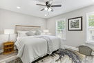 Master bedroom with walk-in shower bath
