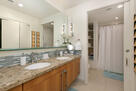 Master bathroom with dual sinks