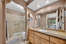 Master bath with walk-in large shower and sto