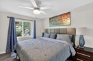 Spacious primary bedroom with king bed and na
