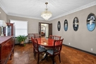 The formal dining room is entertainment ready