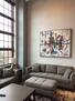 Living room with 20 foot ceilings and 15 foot