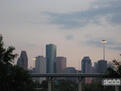 views of downtown skyline from condo balcony