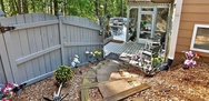 Stone walkway to the private entrance