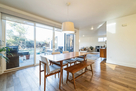 dining table, glass doors to outdoor patio