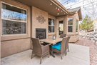 Back patio with open fireplace