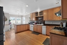 The kitchen features ample space