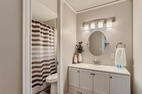 Clean, modern bathroom with lots of light and