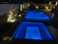 Night lighting in the pool and spa, backyard