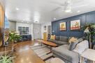 L-couch, plush with vintage coffee table