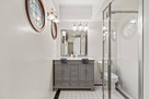 Upstairs primary ensuite bathroom w/double si