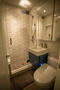 Walk-in shower with seat, heated Toto bidet