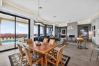 Elegant dining for 8 w/ pool & fireplace view