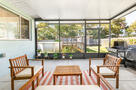 Outdoor living space with ping pong table and
