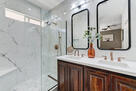 Porcelain tile, Marble flooring.Quartz counte