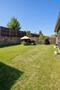 Spacious backyard with thriving garden.