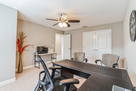 Lower level home office with network printer.