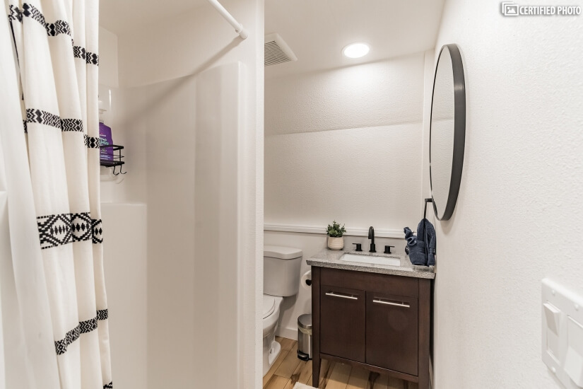 Upstairs bathroom with walk in shower