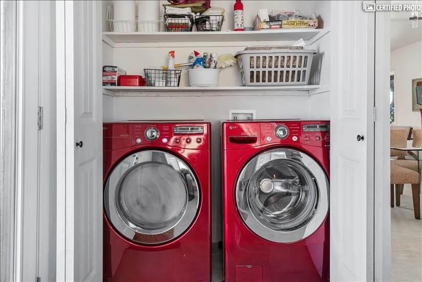 High capacity front loading washer and dryer in unit