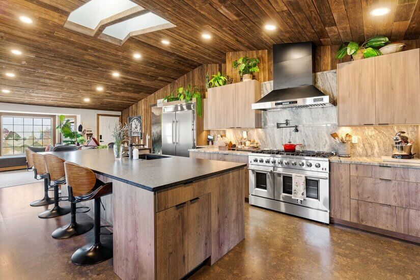 kitchen and island