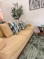 Comfy Ethan Allen couch for relaxing.