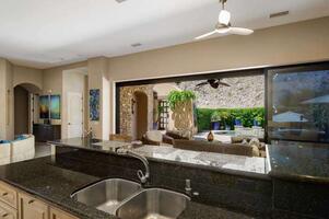 Kitchen overlooking sitting area