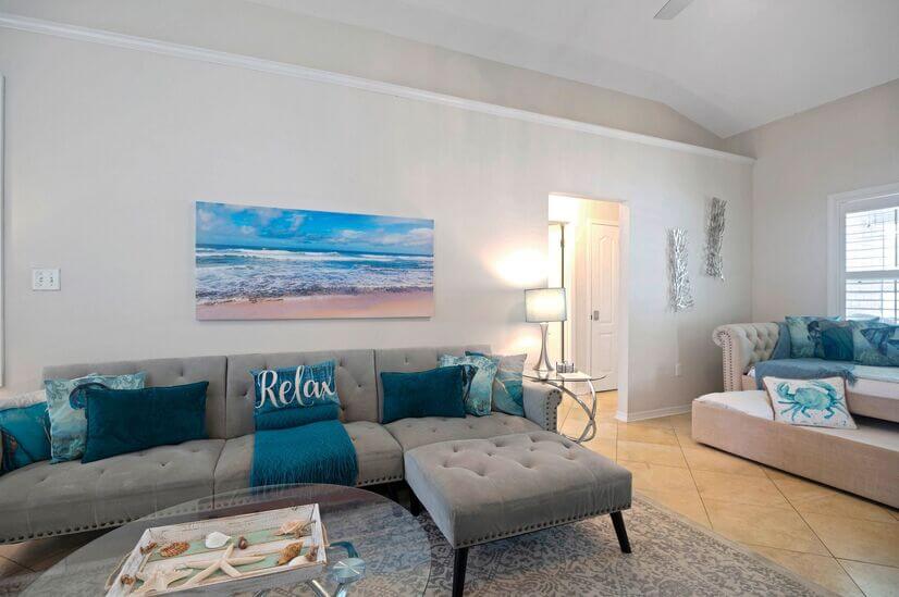 Enjoy spacious living room and sofa