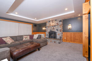 TV room with gas fireplace