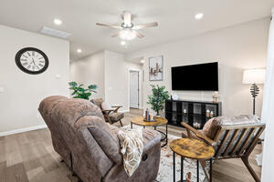 Living room with mounted TV
