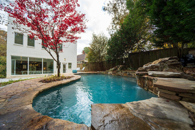 Private in ground pool and backyard area.