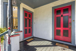 Front doors on porch