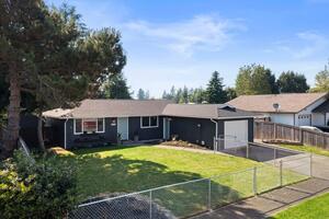 Front of House with fully fenced yard