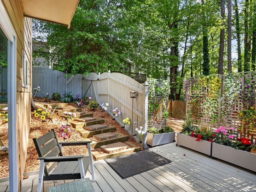 Walkway and planter box patio