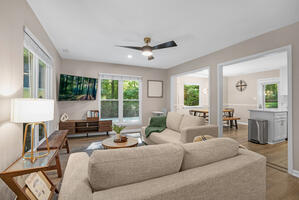 Living room with a 55 Smart Roku TV