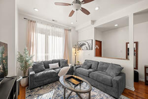Living room in the furnished first-floor apartment