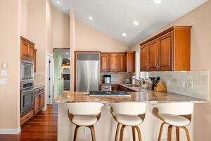 Gourmet kitchen with subzero fridge.