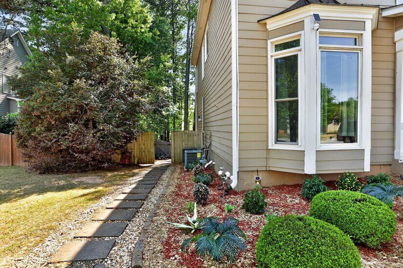 Stone walkway to gate entrance.