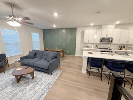 large island with breakfast buffet